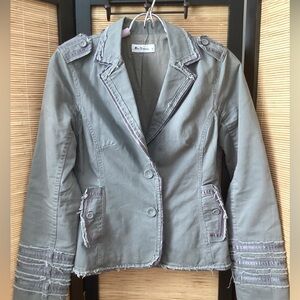 ♦️ BEN SHERMAN jacket Sz S military style blazer raw edge EUC sage olive